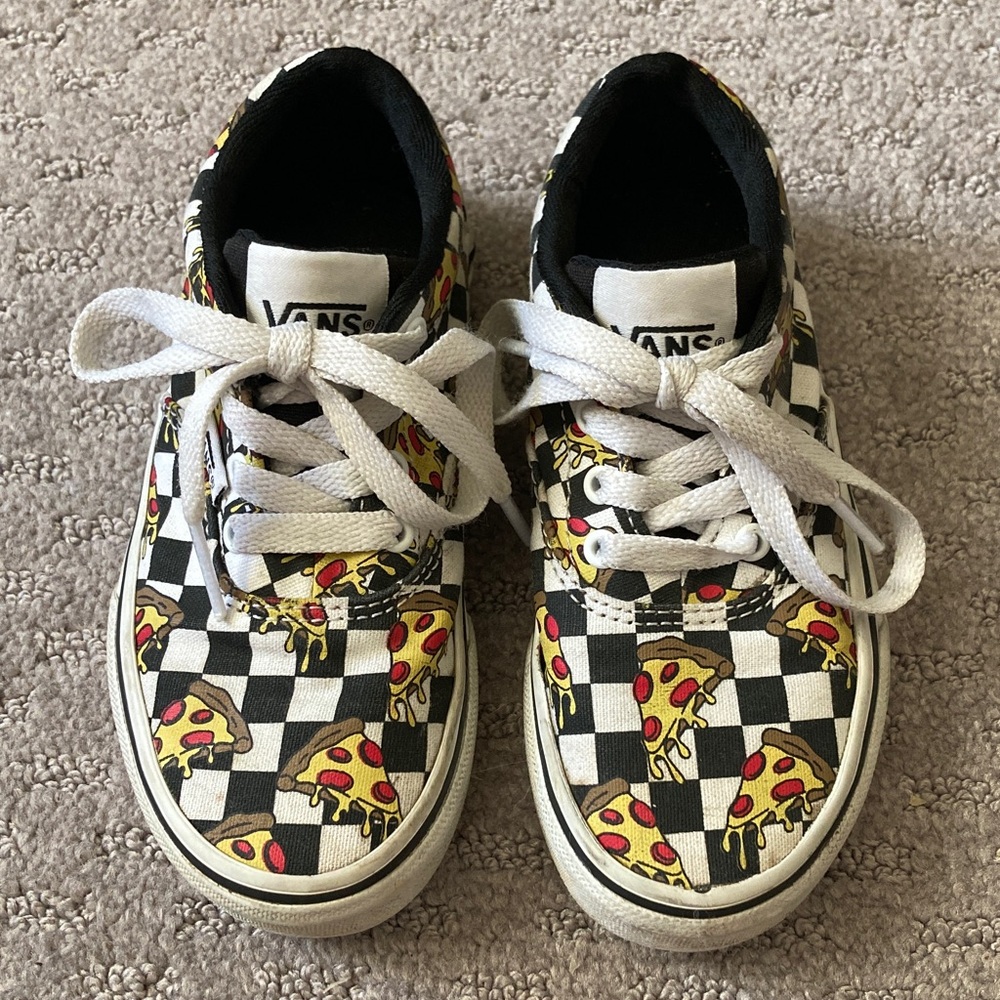VANS Pizza Party checkerboard lace-up sneakers, Sz 11.